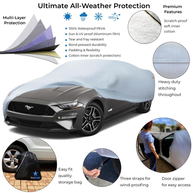 EzyShade 10-Layer Waterproof Sports Car Cover. See Vehicle Size-Chart for Accurate Fit. All Weather Full Outdoor Covers. Corvette Mustang Porsche Classic Cars. Sun Snow Rain. Size C3 (See SizeChart) - Image 2