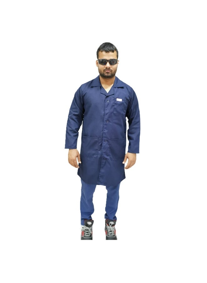 TAHA Lab Coat for Multipurpose Use | Durable Cotton-Poly Blend, Full-Sleeve Workwear for Medical, Industrial, and Laboratory Use | Safety PPE | Unisex Professional Uniform | Navy Blue | Size-3XL  - Image 2