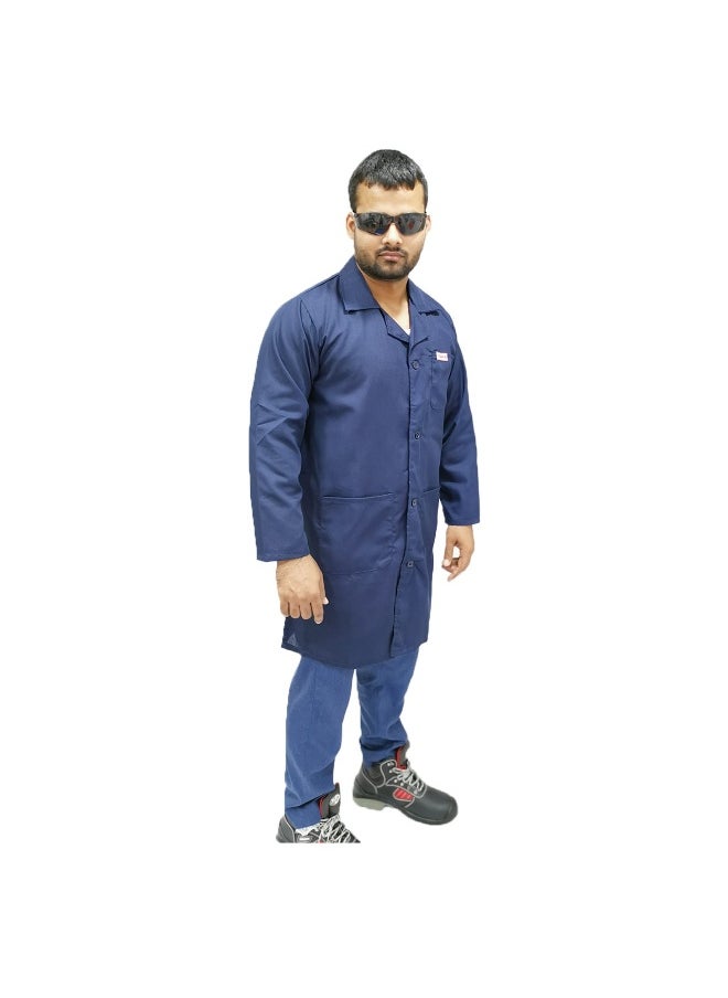 TAHA Lab Coat for Multipurpose Use | Durable Cotton-Poly Blend, Full-Sleeve Workwear for Medical, Industrial, and Laboratory Use | Safety PPE | Unisex Professional Uniform | Navy Blue | Size-3XL  - Image 4