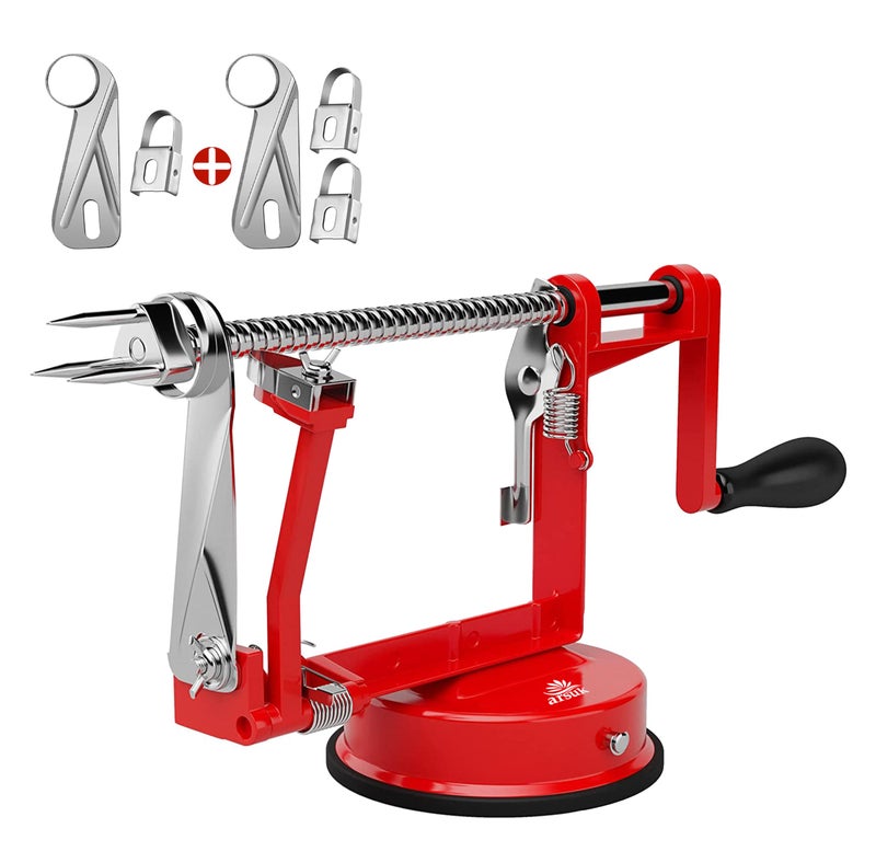 ARSUK Apple Peeler 3 Replacement Blades Slicer Corer 3 in 1 Fruit Peeler Machine for Potatoes Stainless Steel Adjustable Blade for Easy Kitchen Use with Anti Slip Powerful Suction Base