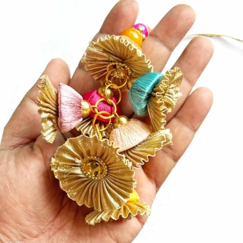 Adikala Craft Store Handmade Work Ethnic Sequin Tassel Latkan Set of 2 for Saree Pallu, Designer Blouse, Dupatta and Lehenga (Multi Color D2) - Image 2