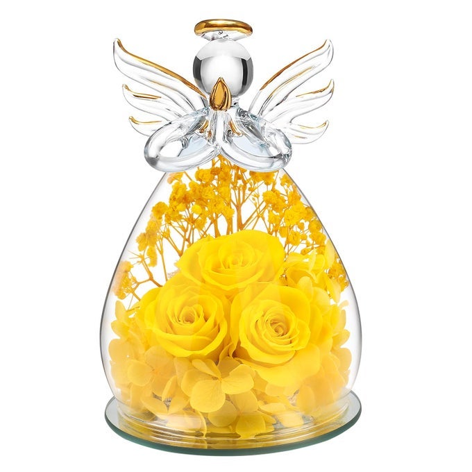 Gifts for Women Birthday Gifts for Mom Fresh Flowers for Delivery Prime Forever Preserved Rose in Glass Angel Figurine for Grandma Daughter Wife