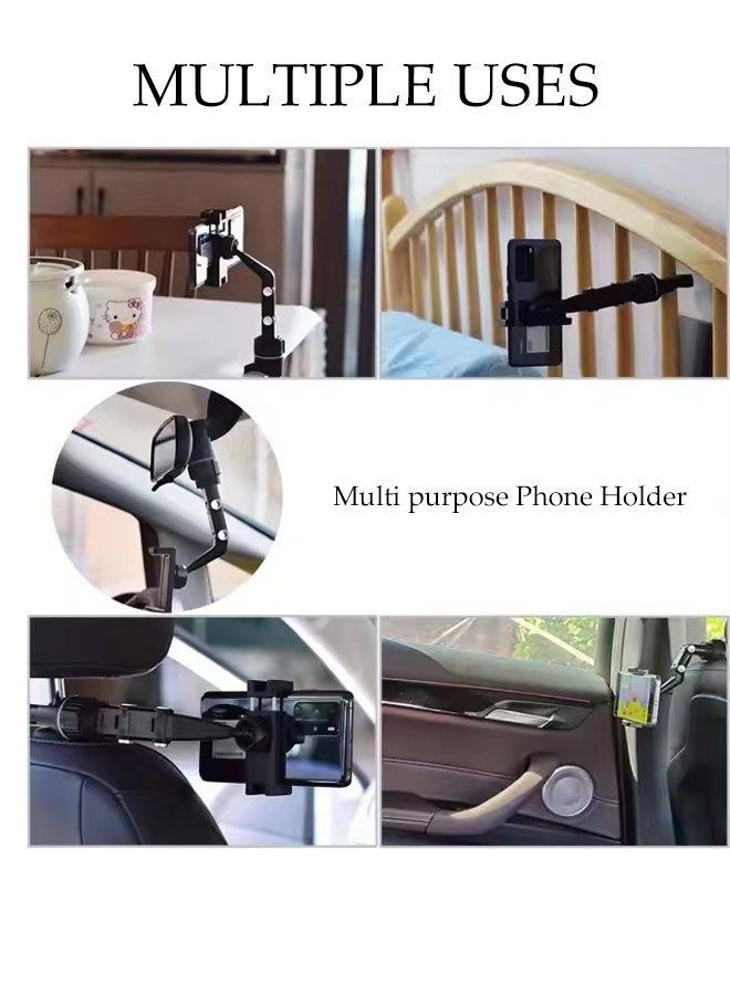 DUNISO Rear View Mirror Car Phone Holder 960° Rotating Fixed Car Phone Anti Slip Holder Stand Freely Adjustable Mobile Phone Holder 4 Spot Adjustable Flexible Arm Multi Functional Phone Durable Bracket - Image 3