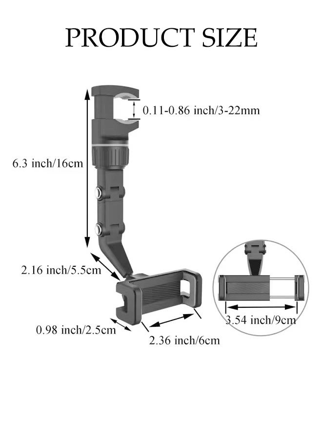DUNISO Rear View Mirror Car Phone Holder 960° Rotating Fixed Car Phone Anti Slip Holder Stand Freely Adjustable Mobile Phone Holder 4 Spot Adjustable Flexible Arm Multi Functional Phone Durable Bracket - Image 4