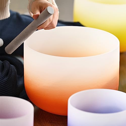 Lycrystal 432HZ 7PCS Set Of 6-12 Inch Aria Gradient Design Frosted Quartz Crystal Singing Bowls With 2 PCS Travel Carry Case Bag. - Image 5