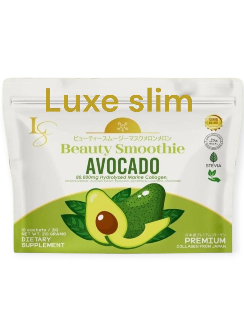 Luxe Slim Avocado Beauty Smoothie Collagen Drink 10 Sachets