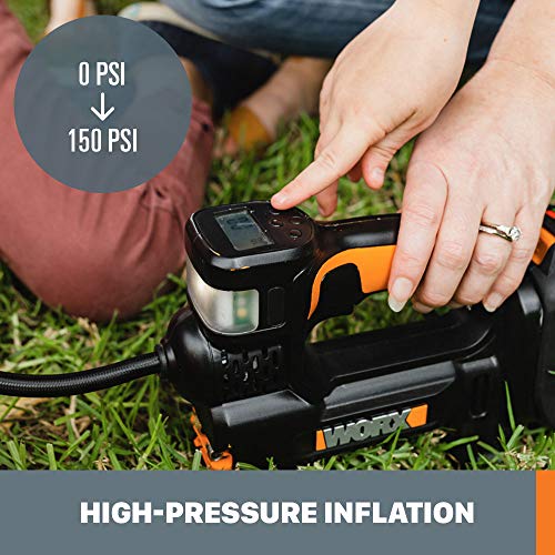 WORX Tire Inflator Portable Air Compressor, Cordless Air Pump for Car Tires, Motorcycle & Balls, 20V 150 PSI Bike Pump with Digital Pressure Gauge & Auto Shut-Off, Battery & Charger Included, WX092L - Image 4