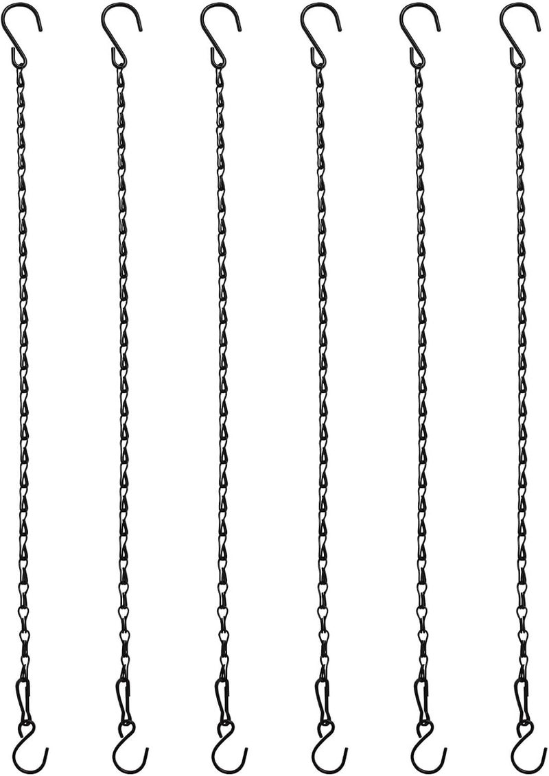 Sersberg Chain for Hanging Plants,21 Inch Black Hanging Chain, Small Hanging Basket Chain Kits with Hooks for Bird Feeder Hanging Basket Extender Porch Wind Chime (Black, 21 Inch-6PCS) - Image 1