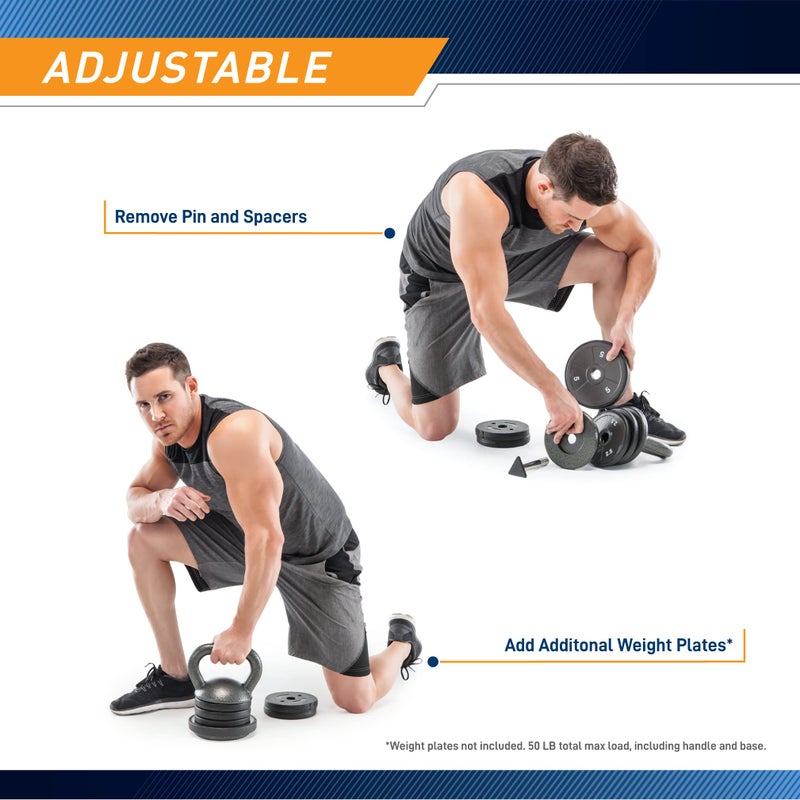 Apex Adjustable Heavy-Duty Kettlebell Weight for Strength Training and Weightlifting, Ideal Home Gym Equipment, Cast Iron, Grey APKB-5009 - Image 4