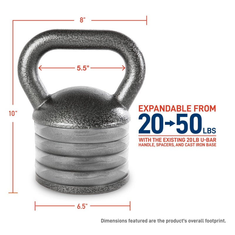 Apex Adjustable Heavy-Duty Kettlebell Weight for Strength Training and Weightlifting, Ideal Home Gym Equipment, Cast Iron, Grey APKB-5009 - Image 2