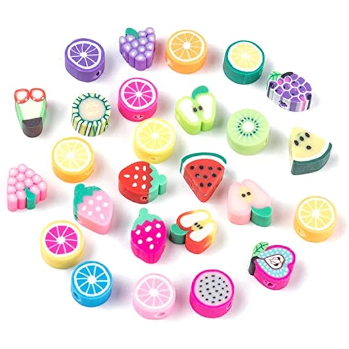 STRBOXONG DIY POLYMER CLAY FRUIT BEADS, 500PCS HANDMADE LOOSE SPACER CHARMS FOR BRACELET NECKLACE JEWELRY MAKING & CRAFTS, ASSORTED FRUIT DESIGNS WITH 2MM HOLE - Image 1