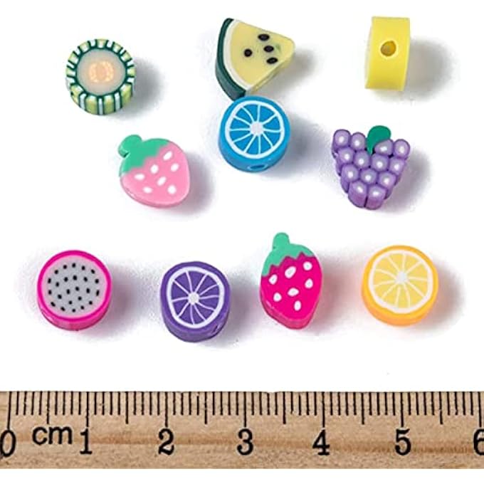 STRBOXONG DIY POLYMER CLAY FRUIT BEADS, 500PCS HANDMADE LOOSE SPACER CHARMS FOR BRACELET NECKLACE JEWELRY MAKING & CRAFTS, ASSORTED FRUIT DESIGNS WITH 2MM HOLE - Image 3