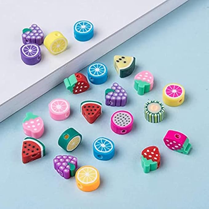 STRBOXONG DIY POLYMER CLAY FRUIT BEADS, 500PCS HANDMADE LOOSE SPACER CHARMS FOR BRACELET NECKLACE JEWELRY MAKING & CRAFTS, ASSORTED FRUIT DESIGNS WITH 2MM HOLE - Image 4