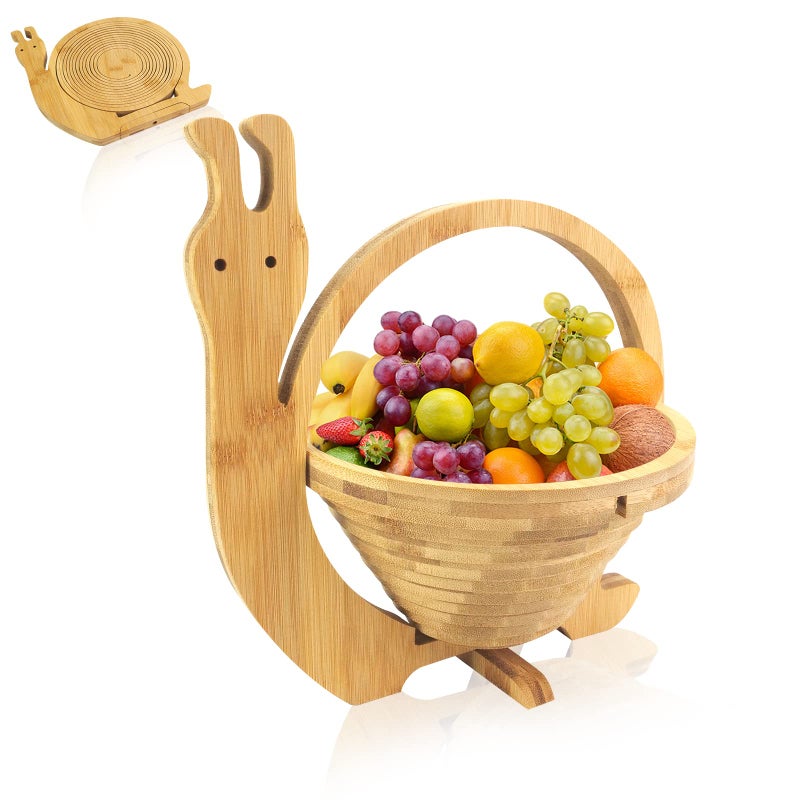 MYOSOTIS Foldable Fruit Basket Collapsible Bamboo Fruit and Veggie BasketF For Holiday Party (Snail) - Image 1