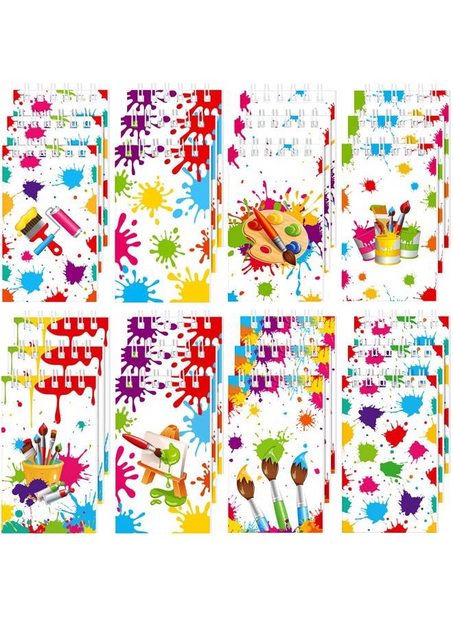 Faccito 24 Pieces Art Painting Party Mini Notebooks Paint Art Party Favors Art Paint Spiral Notepads Art Theme Party Small Pocket Notepads for Kids Paint Birthday Party Classroom Rewards Supplies - Image 1