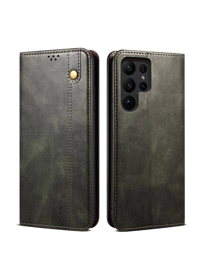 اس-توب جراب لهاتف Samsung Galaxy S24 Ultra 5G جراب هاتف جلدي من الشمع الزيتي بنمط حصان مجنون - Image 1