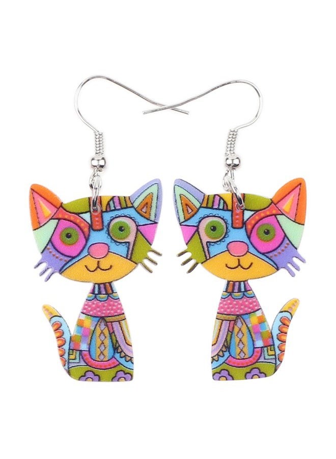 BONSNY Acrylic Drop Cat Earrings Pets Funny Design 7 Color Lovely Gift For Girl Women By The (Multicolor) - Image 1