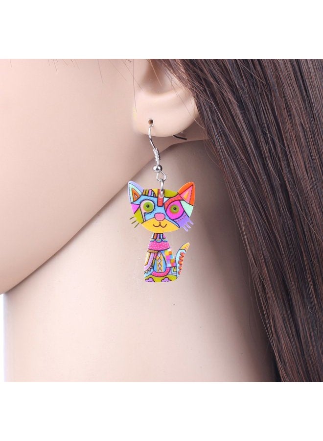 BONSNY Acrylic Drop Cat Earrings Pets Funny Design 7 Color Lovely Gift For Girl Women By The (Multicolor) - Image 5