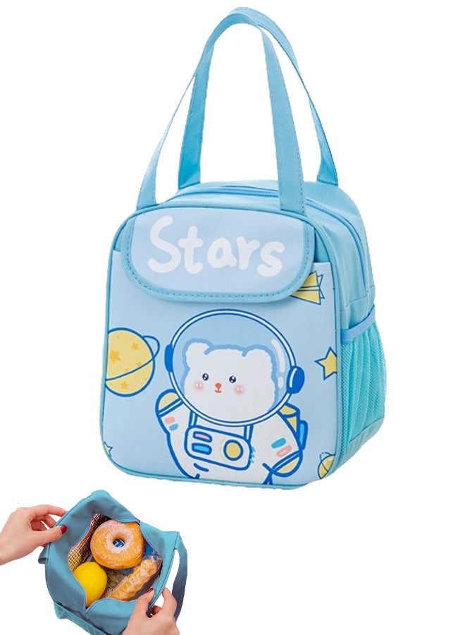 TAPIT Cartoon Lunch Bag Durable Reusable Tote Bag Insulated Bag Reusable Tote Bag for Hot or Cold Work Suitable for Carrying Lunch Dinner to Office Picnic Travel Park and Outdoors (Blue Bear)  - Image 1