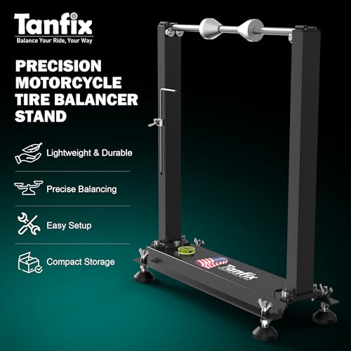 Tanfix Motorcycle Wheel Balance Stand, Heavy-Duty Single-Axle Wheel Balancing Tool for Static & Dynamic Tire Alignment - Image 3
