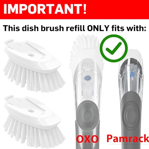 Pamrack Dish Brush Refill, 4 Pack Dish Brush Replacement Head for OXO Dish Brush, Brush Dispenser Refill Fits Soap Dispensing Handle - Image 2