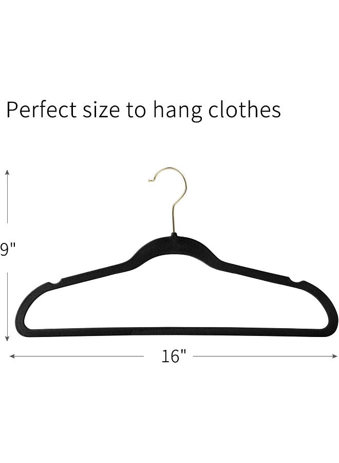 ManGotree Adult Velvet Hangers, Coat & Suite Hangers, No-Slip Hangers, Ultra-Slim Space Saving Hangers, Sturdy & Durable Clothes Hangers, 360 Swivel Golden-Plated Hook, 36 Pack (Black) - Image 2