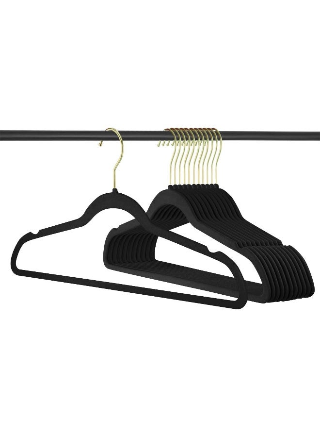 ManGotree Adult Velvet Hangers, Coat & Suite Hangers, No-Slip Hangers, Ultra-Slim Space Saving Hangers, Sturdy & Durable Clothes Hangers, 360 Swivel Golden-Plated Hook, 36 Pack (Black) - Image 5
