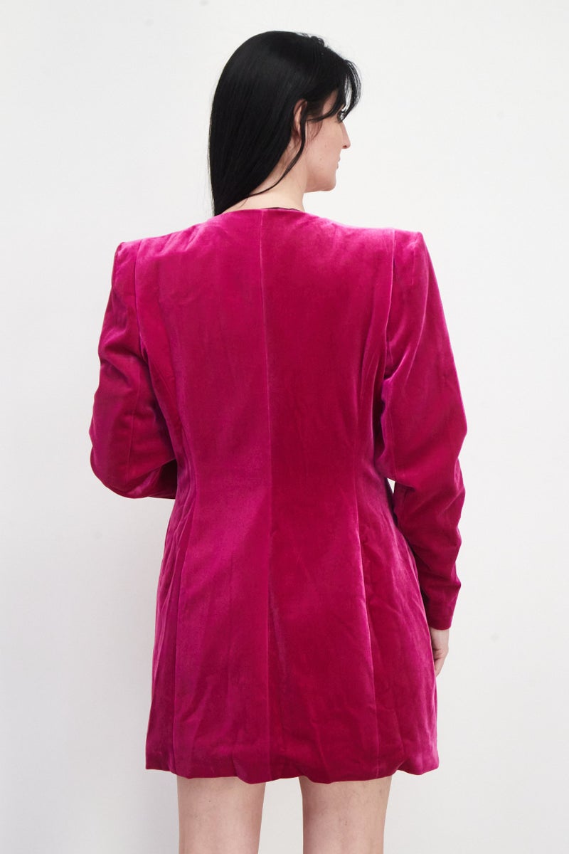 RIVER ISLAND Women Long Sleeves Scoop Neck Plain Blazer Dress, Magenta - Image 3