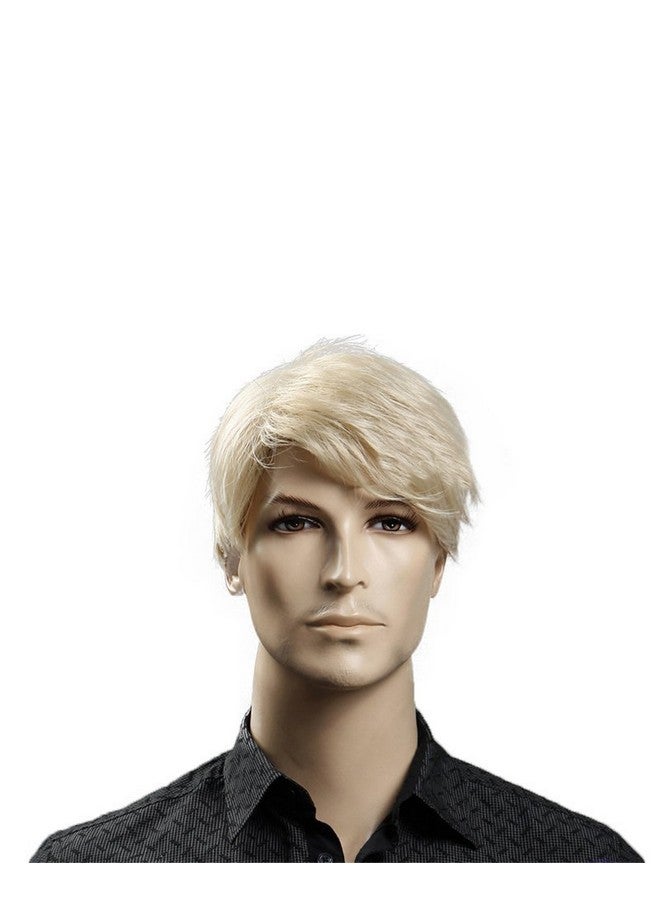 Kalyss 8" Short Straight Men'S Blonde Color Wig Heat Resistant Synthetic Hair Wig (Blonde) - Image 1