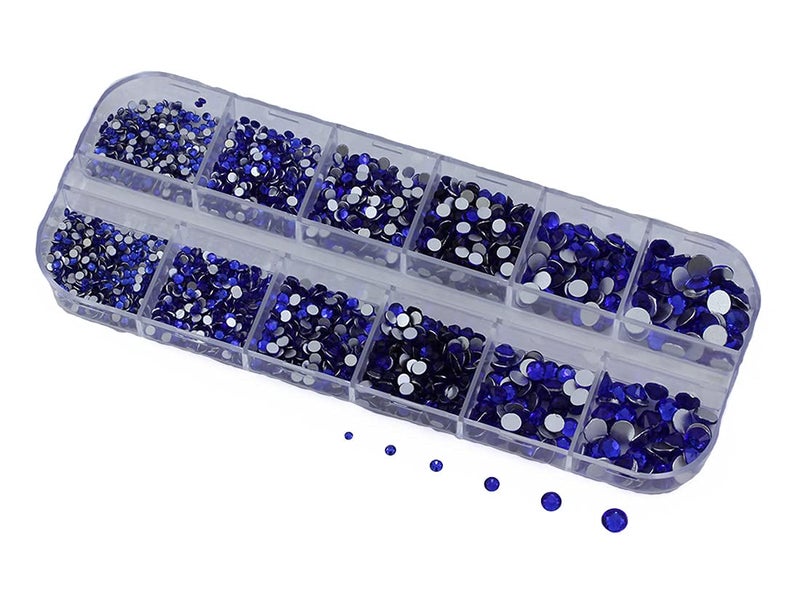 Over 2100 Pieces Blue Sapphire Flat Back Glass Rhinestones Crystals for Nail Art Kit 6 Sizes 14mm  48mm