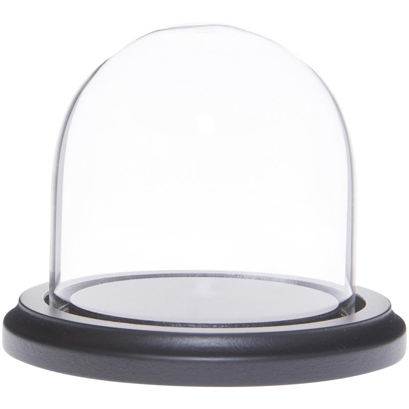 Plymor 3 x 3 Glass Display Dome Cloche Black MDF Wood Base