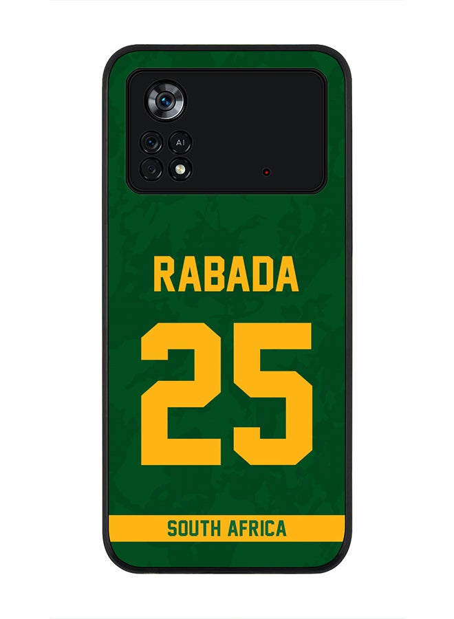 Stylizedd Rugged Black Edge Case for Poco M4 Pro 4G, Slim fit Soft Case Flexible Rubber Edges Thin Cover - Player Name - Kagiso Rabada, Jersey Number- 25 - Image 1