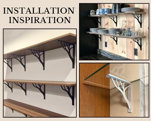 Balin Designs Rustic Tree Black Heavy Duty Shelf Brackets 12 inch by Balin Designs, Decorative L Brackets, Iron Metal Floating Shelf Bracket, Wall Mount Shelving Bracket, Included Hardware, Set of 2 - Image 5