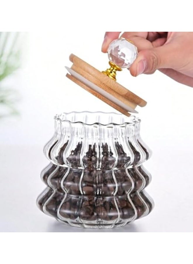سبيس شوب برطمان زجاجي بغطاء من الخشب (قطعة واحدة)  - Image 4