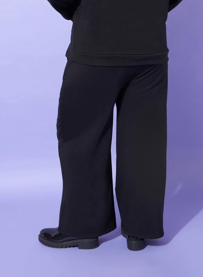 Sassafras Plus Size Black Wide Leg Joggers - Image 5