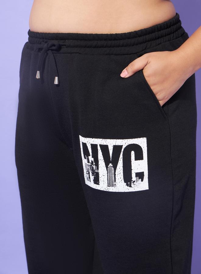 Sassafras Plus Size Black Wide Leg Joggers - Image 4