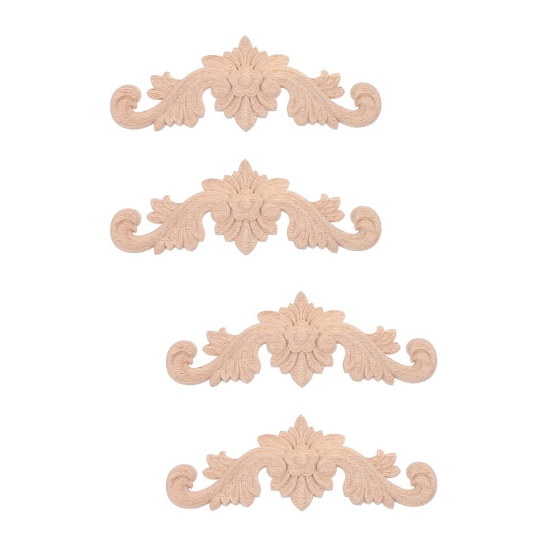 4 pcs Wood Appliques Decorative Appliques Furniture Appliques Onlays - Image 1