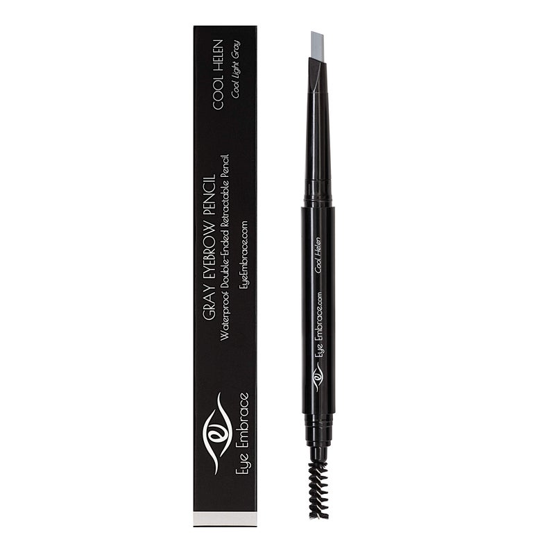 Eye Embrace Cool Helen: Light Gray Eyebrow Pencil â€“ Waterproof, Double-Ended Automatic Angled Tip & Spoolie Brush, Cruelty-Free - Image 4