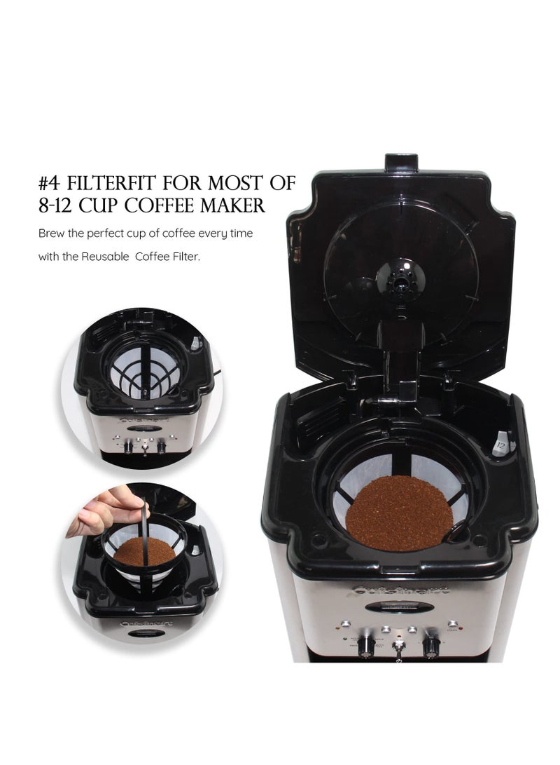KASTWAVE مرشحات قهوة قابلة لإعادة الاستخدام، عبوة من 4 مرشحات مخروطية لسلة ماكينة القهوة، مرشحات نايلون لمرشحات وماكينات صنع القهوة Cuisinart/Ninja، خالية من مادة BPA، لمعظم ماكينات القهوة سعة 8-12 كوب - Image 3
