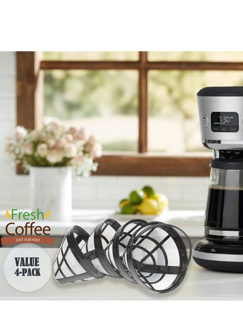 KASTWAVE مرشحات قهوة قابلة لإعادة الاستخدام، عبوة من 4 مرشحات مخروطية لسلة ماكينة القهوة، مرشحات نايلون لمرشحات وماكينات صنع القهوة Cuisinart/Ninja، خالية من مادة BPA، لمعظم ماكينات القهوة سعة 8-12 كوب - Image 4