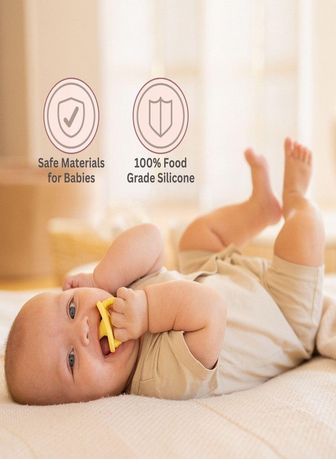 NatureBond Baby Pacifier Soother Silicone Binky Newborn Teether Pacifiers 2 in 1, Curved for Comfort | Hygiene Cover (Above 6 Months, Sunshine Yellow and Peach Puff) - Image 3