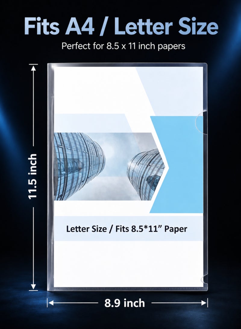 MOMENT 48 Pack Waterproof Clear File, A4 Plastic Transparent Folders A4 L-Type Transparent Pockets Folder, Clear Pockets Perfect Folder Plastic Or Document Covers For Office Or School Work - Image 4