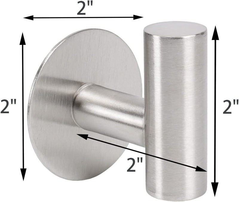 TocTen Bath Towel Hook, Strong Self Adhesive Robe Hook, SUS 304 Stainless Steel Stick on Wall Coat Hook No Drilling, Shower Wall Hook for Bathroom Kitchen Office Closet(Brushed Nickel, 5 Pack) - Image 3
