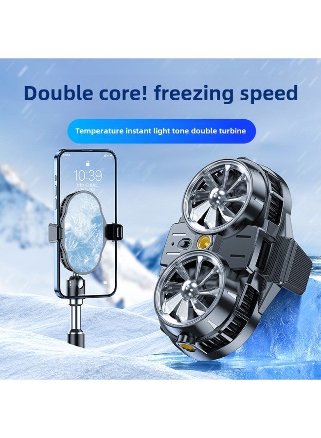 X2 Mobile Phone Radiator Back Clip Live Broadcast Double Semiconductor Refrigeration Cooling Artifact With Digital Display-Color:X53 Semi-transparent Black  - Image 1