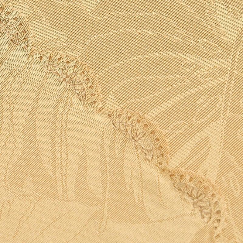 EFFICINATURE Round Tablecloth Golden Small 40 Inch Table Cloths Up to 26"" Dia Tables Leaves Pattern Scalloped Edge Waterproof Jacquard Table Cover-Kitchen Dinner Decor Talking Table Coffee Bar - Image 3