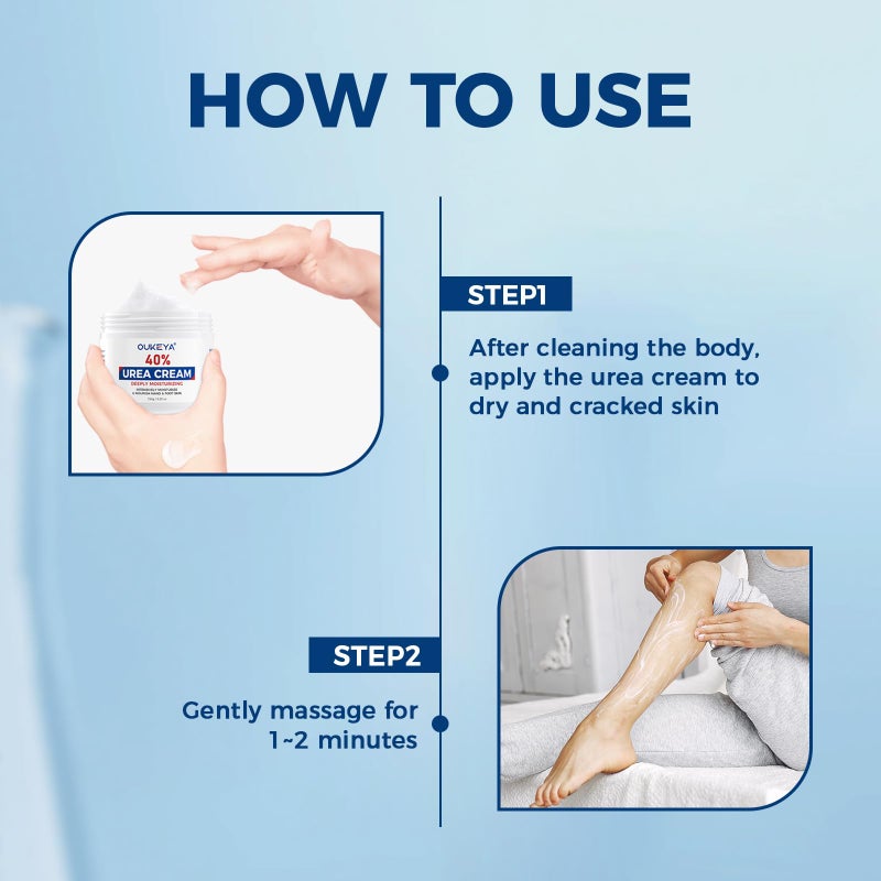 OUKEYA Urea Cream,NEW FORMULA Urea Cream 40 percent for Feet Maximum Strength,Dry Cracked Treatment Lotion for Knees & Elbows,Foot Dead Skin Cuticle Callus Remover Toenail Softener,5.29 ozï¼ˆ2 Packs - Image 4