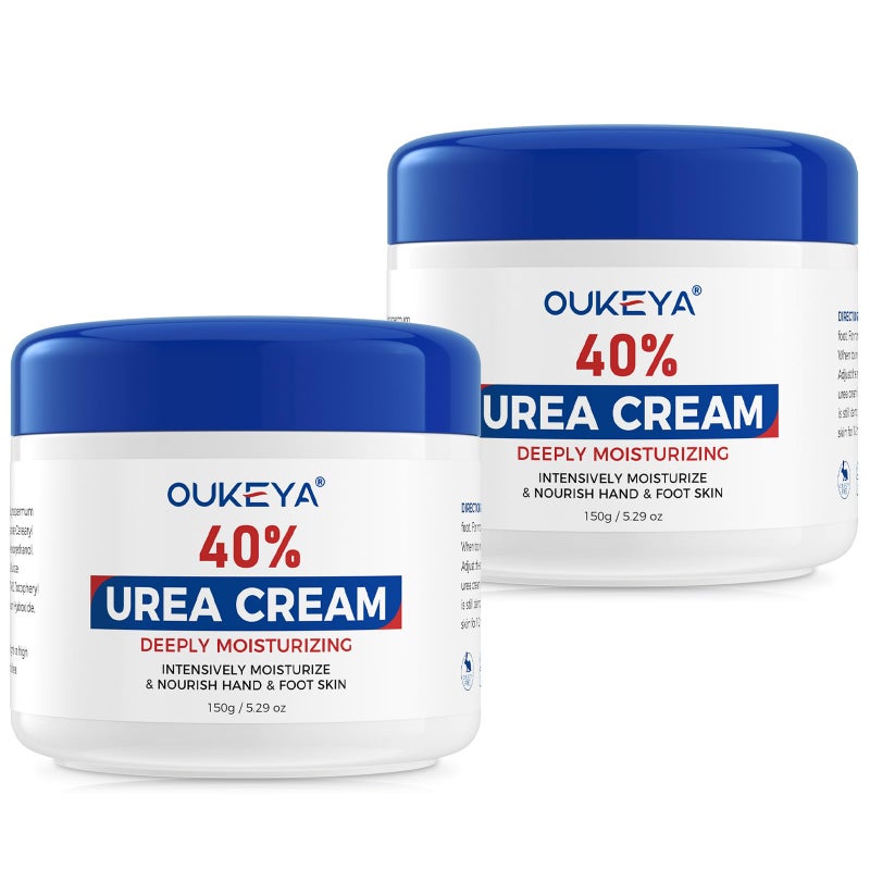 OUKEYA Urea Cream,NEW FORMULA Urea Cream 40 percent for Feet Maximum Strength,Dry Cracked Treatment Lotion for Knees & Elbows,Foot Dead Skin Cuticle Callus Remover Toenail Softener,5.29 ozï¼ˆ2 Packs - Image 1
