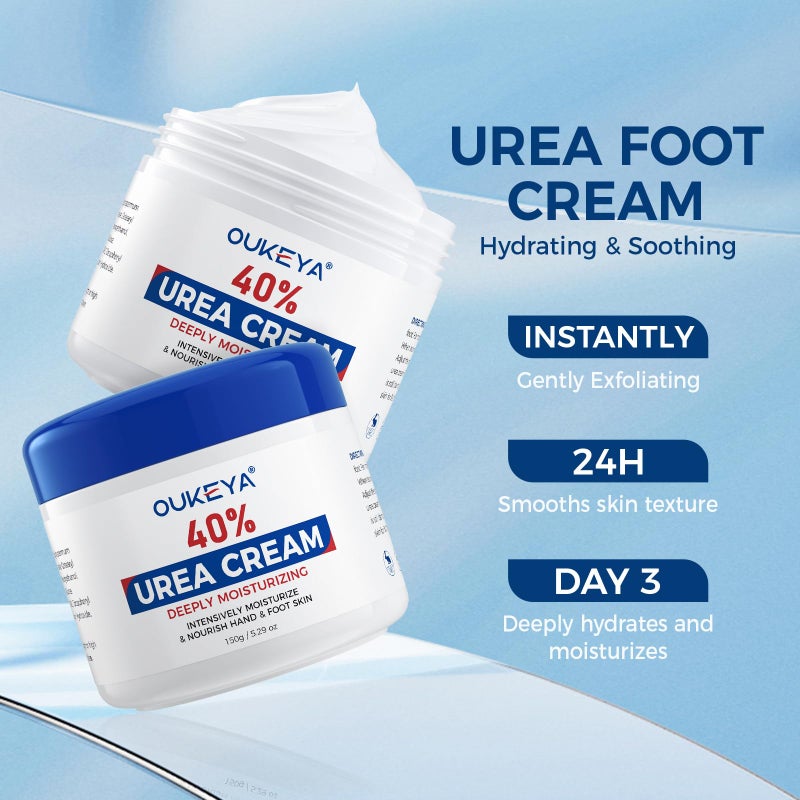 OUKEYA Urea Cream,NEW FORMULA Urea Cream 40 percent for Feet Maximum Strength,Dry Cracked Treatment Lotion for Knees & Elbows,Foot Dead Skin Cuticle Callus Remover Toenail Softener,5.29 ozï¼ˆ2 Packs - Image 3