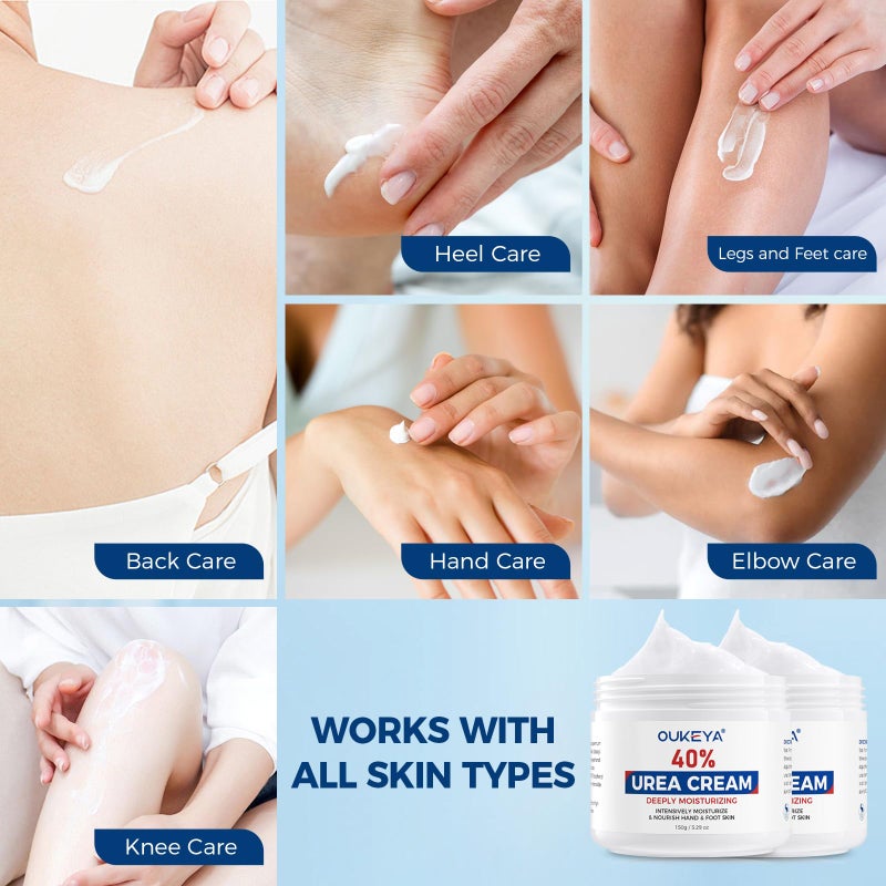 OUKEYA Urea Cream,NEW FORMULA Urea Cream 40 percent for Feet Maximum Strength,Dry Cracked Treatment Lotion for Knees & Elbows,Foot Dead Skin Cuticle Callus Remover Toenail Softener,5.29 ozï¼ˆ2 Packs - Image 5