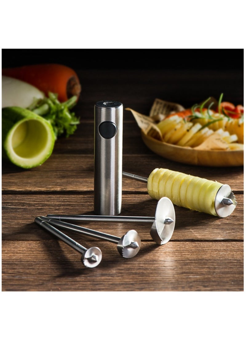 Lurch - Stainless Steel Vegetable Drill Fruit Corer And Veggie Spiralizer Twister Set With 4 Sizes for Coring and Hollowing out Zucchini Potatoes Carrot Apple - Image 1